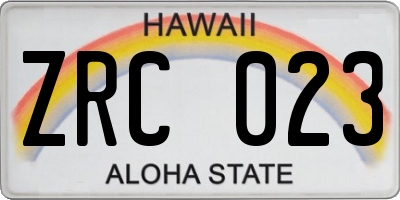 HI license plate ZRC023