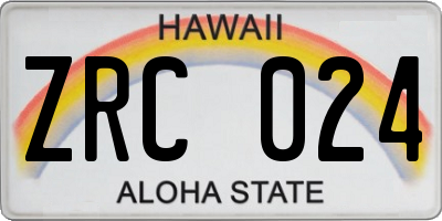 HI license plate ZRC024