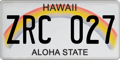HI license plate ZRC027