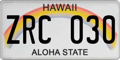 HI license plate ZRC030