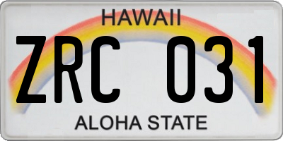HI license plate ZRC031