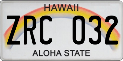 HI license plate ZRC032