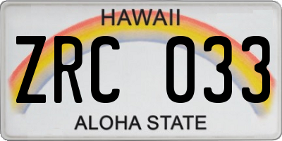 HI license plate ZRC033
