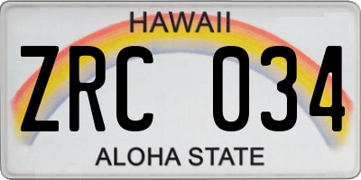 HI license plate ZRC034