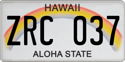 HI license plate ZRC037