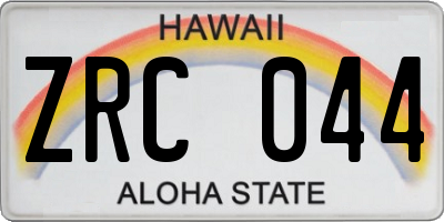 HI license plate ZRC044