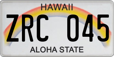 HI license plate ZRC045