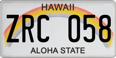 HI license plate ZRC058