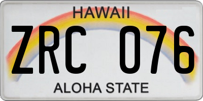 HI license plate ZRC076
