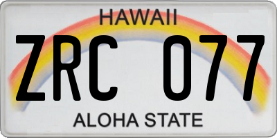 HI license plate ZRC077