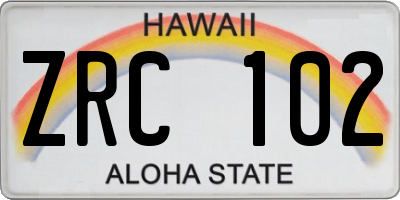 HI license plate ZRC102