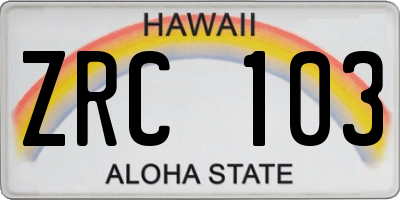 HI license plate ZRC103