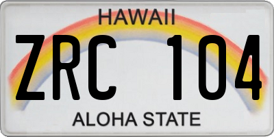 HI license plate ZRC104