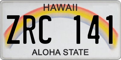 HI license plate ZRC141