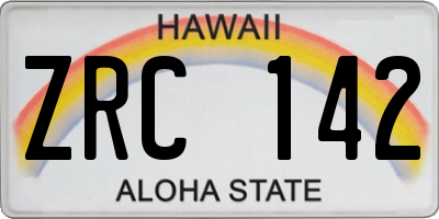 HI license plate ZRC142