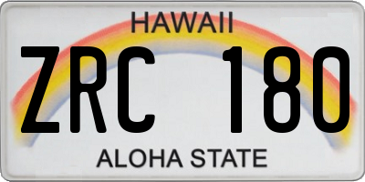 HI license plate ZRC180