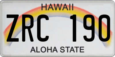 HI license plate ZRC190