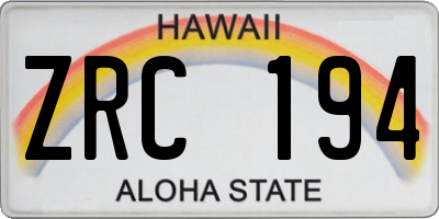 HI license plate ZRC194
