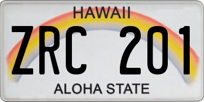 HI license plate ZRC201