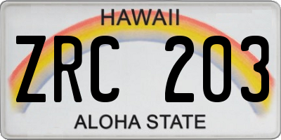 HI license plate ZRC203
