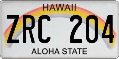 HI license plate ZRC204