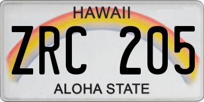 HI license plate ZRC205