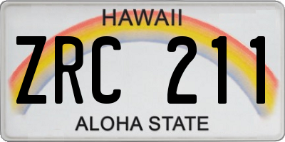 HI license plate ZRC211