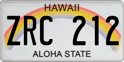 HI license plate ZRC212
