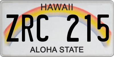 HI license plate ZRC215