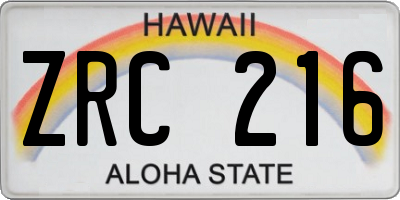 HI license plate ZRC216