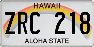 HI license plate ZRC218