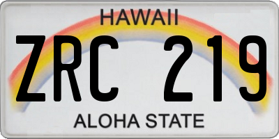 HI license plate ZRC219