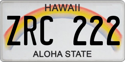 HI license plate ZRC222