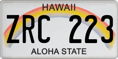 HI license plate ZRC223