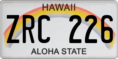 HI license plate ZRC226