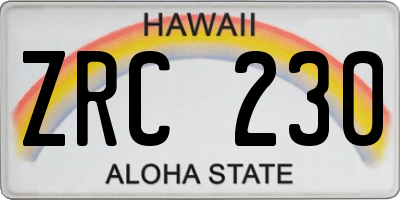 HI license plate ZRC230