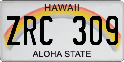 HI license plate ZRC309