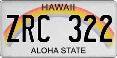 HI license plate ZRC322