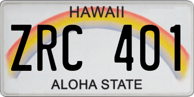HI license plate ZRC401