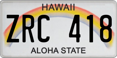 HI license plate ZRC418
