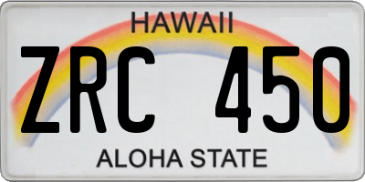 HI license plate ZRC450