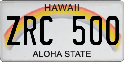 HI license plate ZRC500