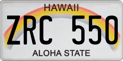 HI license plate ZRC550