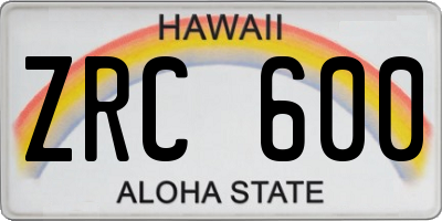 HI license plate ZRC600