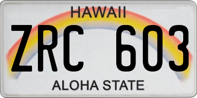 HI license plate ZRC603