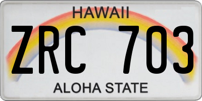 HI license plate ZRC703