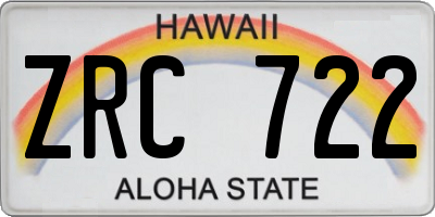 HI license plate ZRC722