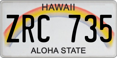 HI license plate ZRC735