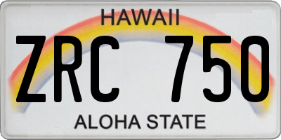 HI license plate ZRC750