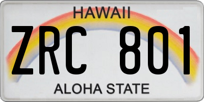 HI license plate ZRC801